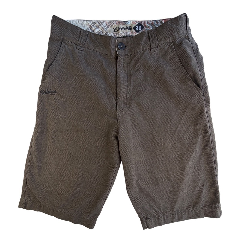 Y2KBillabong Mens Brown Textured Walk Shorts Size 31 Embroidered‎ Logo Surf